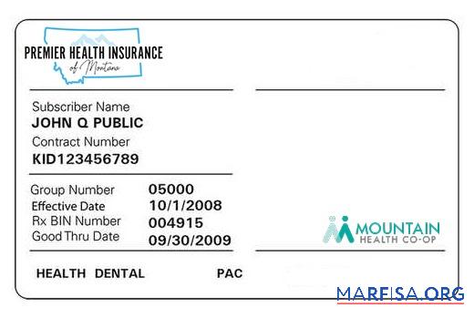 Downloadable Montana health insurance card real example